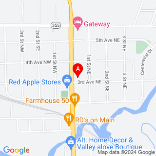 Main St N & 3rd Ave NE location map