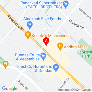 Dundas St E & Hurontario St location map