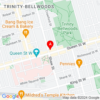 Queen St W & Shaw St location map