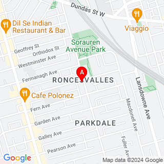 Sorauren Ave & Wright Ave location map