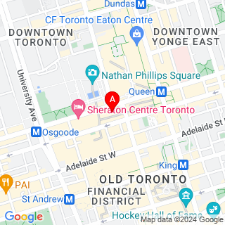 Queen St W & Bay St location map