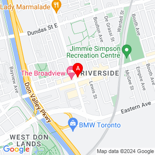 Queen St E & Broadview Ave location map