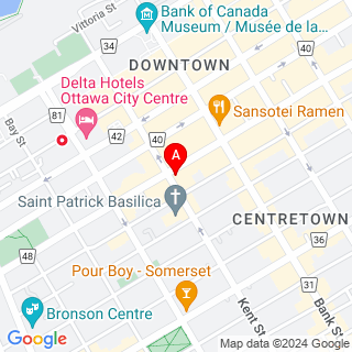 Laurier Ave & Kent St location map