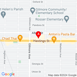 Hastings St & Carleton Ave location map